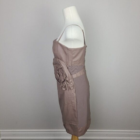 LUCY Paris Taupe Tan Faux Leather Rosette Waist Bodycon Sheath Mini Dress Large - Picture 7 of 17